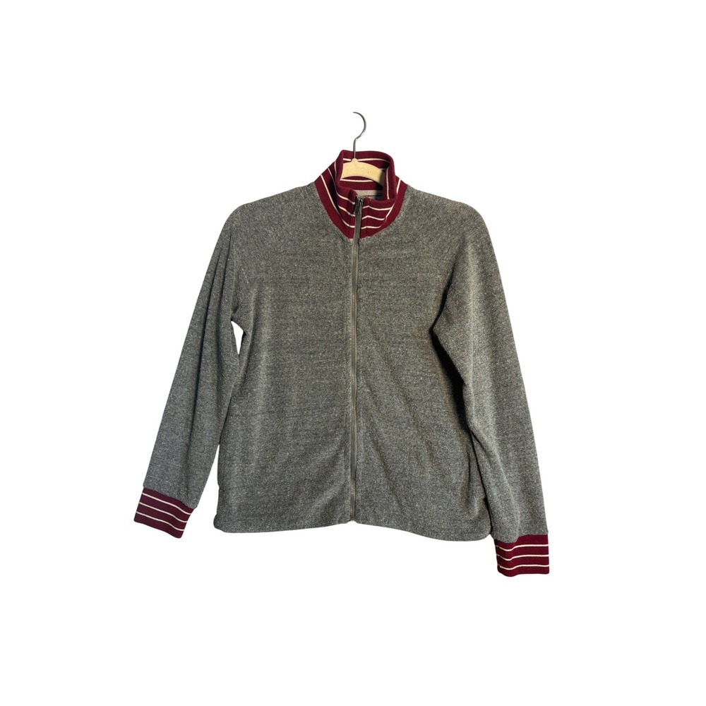 Marine Layer Womens Zip Jacket XS Grey Striped Trim Varsity Sporty Athletic